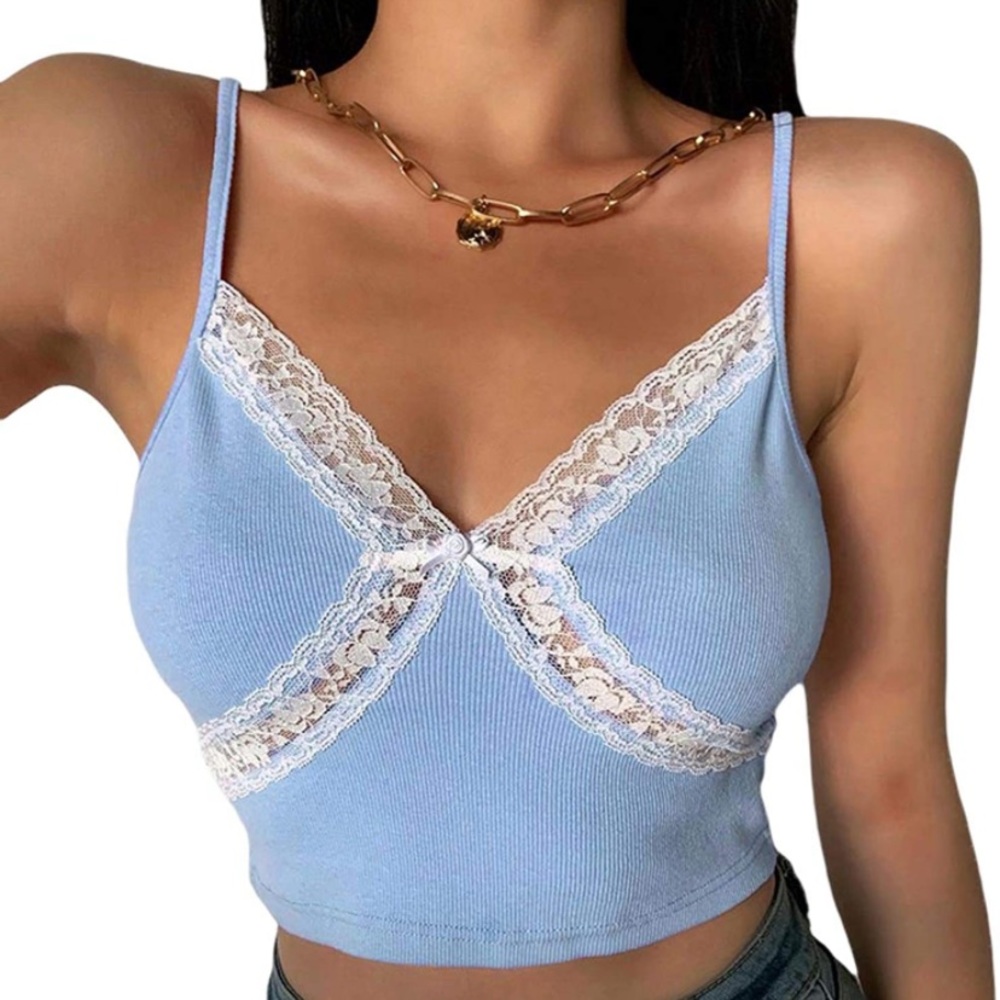 lace light blue tank top